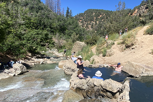 Hot spring bathers in Diamond Fork Hot Springs, Utah
